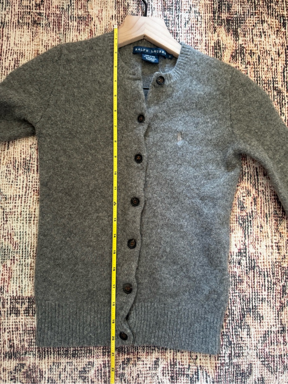 Ralph Lauren Heather Gray Wool Button-Up Cardigan - Picture 7 of 7